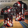 BlueJose Bowling And Pins Flame Samurai Customized Name 3D Shirt ( 6 Colors)