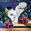 BlueJose Bowling And Pins Multicolor Smoke Pattern Customized Name 3D Shirt