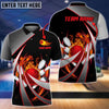 BlueJose Flame Bowling And Pins Tornado Pattern Multicolor Customized Name 3D Shirt