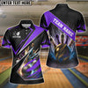 BlueJose Bowling And Pins Premium Multicolor Customized Name 3D Shirt for Women (4 Colors)