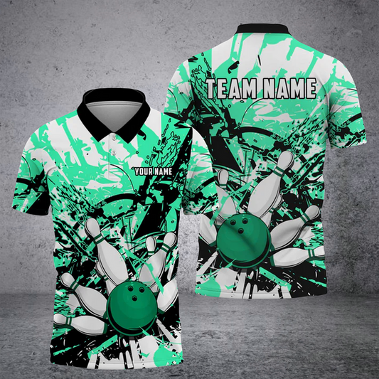BlueJose Bowling And Pins  Troubled Art Customized Name 3D Shirt (6 Colors)