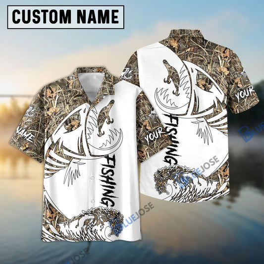 BlueJose Fish Reaper Fishing Camouflage Shirts Custom Name 3D Shirt