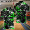 BlueJose Bowling And Pins Black Paint Splatters Customized Name 3D Shirt ( 6 Colors)
