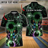 BlueJose Bowling And Pins Electric Pattern Customized Name 3D Shirt ( 6 Colors)