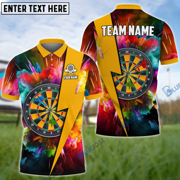 BlueJose Dartboard Colorful Smoke Personalized Name, Team Name Shirt