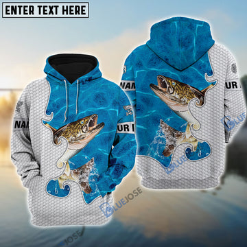 BlueJose Customize Name Walleye Fishing Blue Water 3D Hoodie