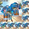 BlueJose Fishing Beer USA Flag Personalized Hawaiian Shirt (12 Fish Species)