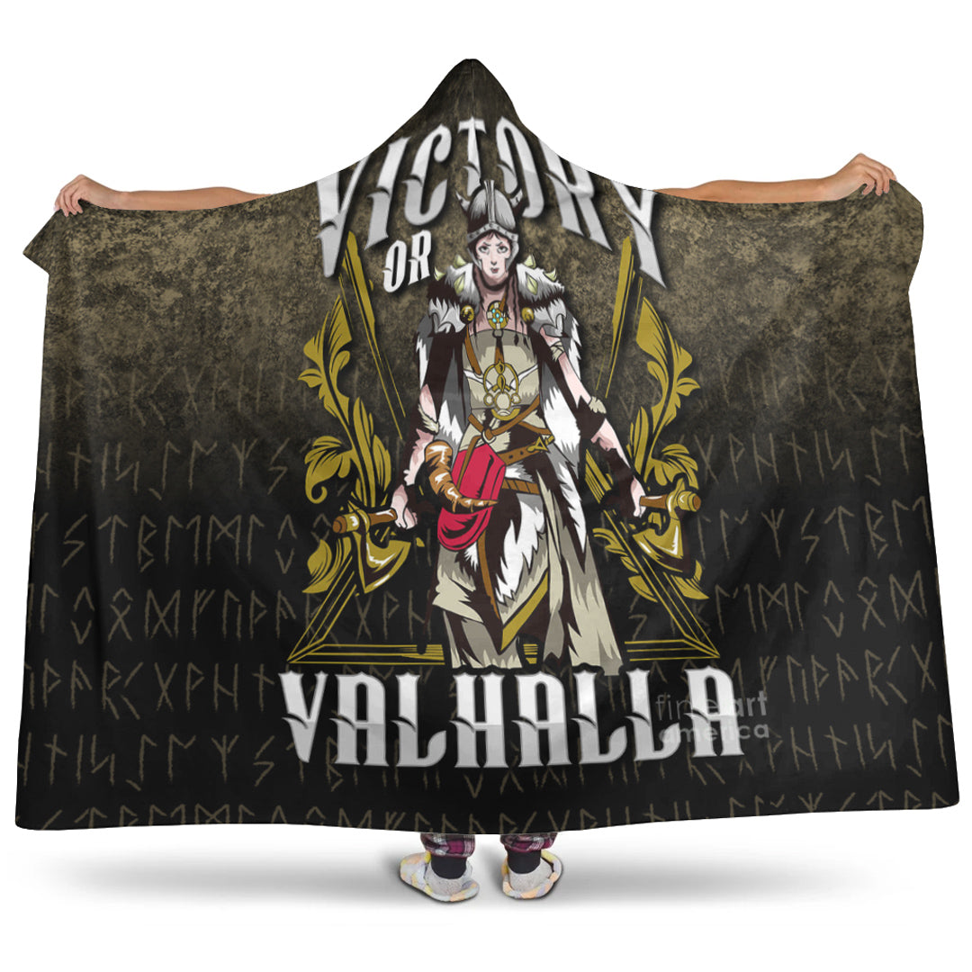 VikingStyle Hooded Blanket -Victory Or Valhalla Norse Myth Viking Historical Hooded Blanket A7