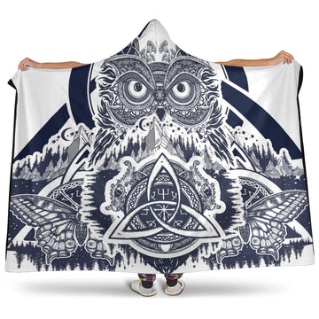 VikingStyle Hooded Blanket - Viking Owl Celtic Hooded Blanket A35