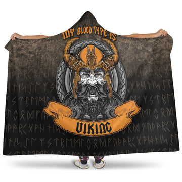 VikingStyle Hooded Blanket - My Blood Type is Viking Hooded Blanket A7