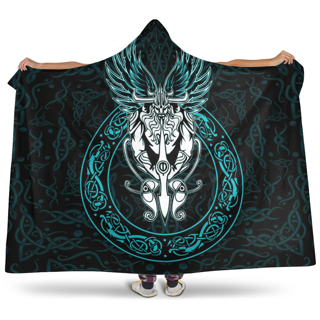 VikingStyle Hooded Blanket - OdinWing Viking Turquoise Hooded Blanket A95