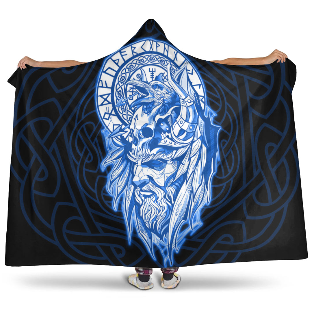 VikingStyle Hooded Blanket -Viking Odin Set Blue Hooded Blanket A95