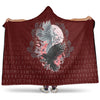 VikingStyle Hooded Blanket - Raven Black and White Red Yggdrasil HS Hooded Blanket A35