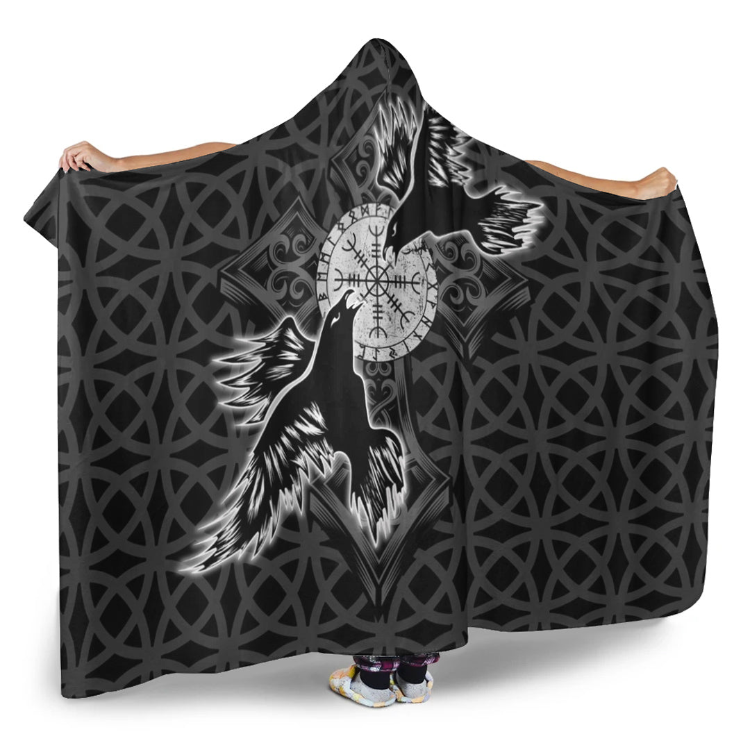 VikingStyle Hooded Blanket -Viking Raven Cross Hooded Blanket A95