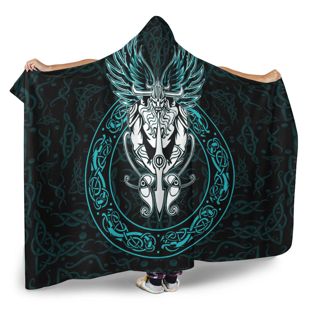 VikingStyle Hooded Blanket - OdinWing Viking Turquoise Hooded Blanket A95