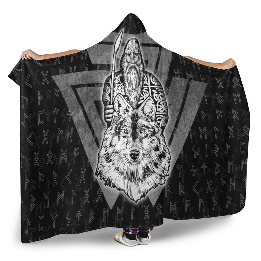 VikingStyle Hooded Blanket -Viking Odin Wolf Hooded Blanket A95