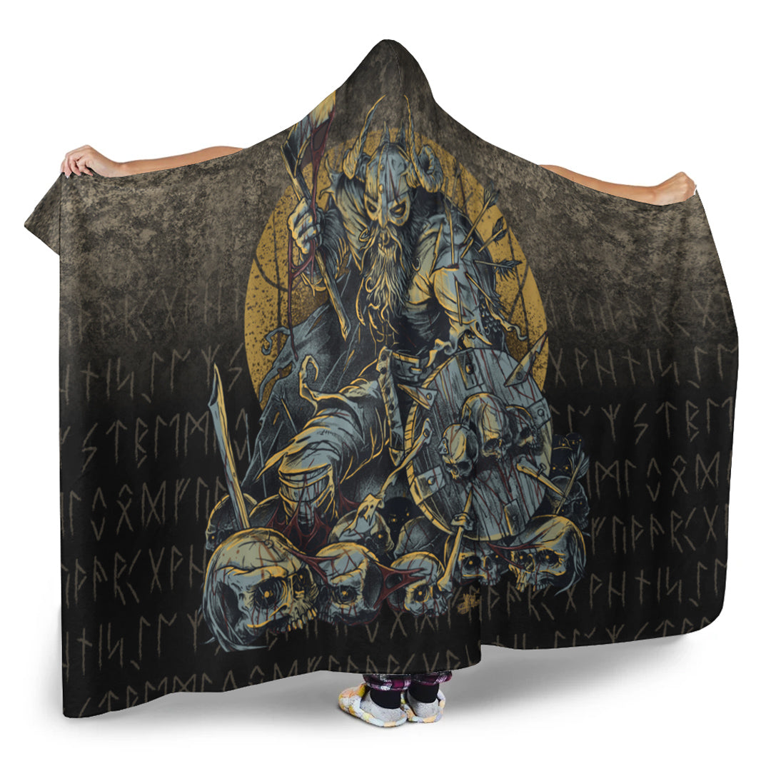 VikingStyle Hooded Blanket - Viking-Warrior-with-Skulls Hooded Blanket A7