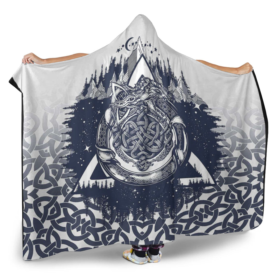 VikingStyle Hooded Blanket - Ouroboros Celtic Style Hooded Blanket A35