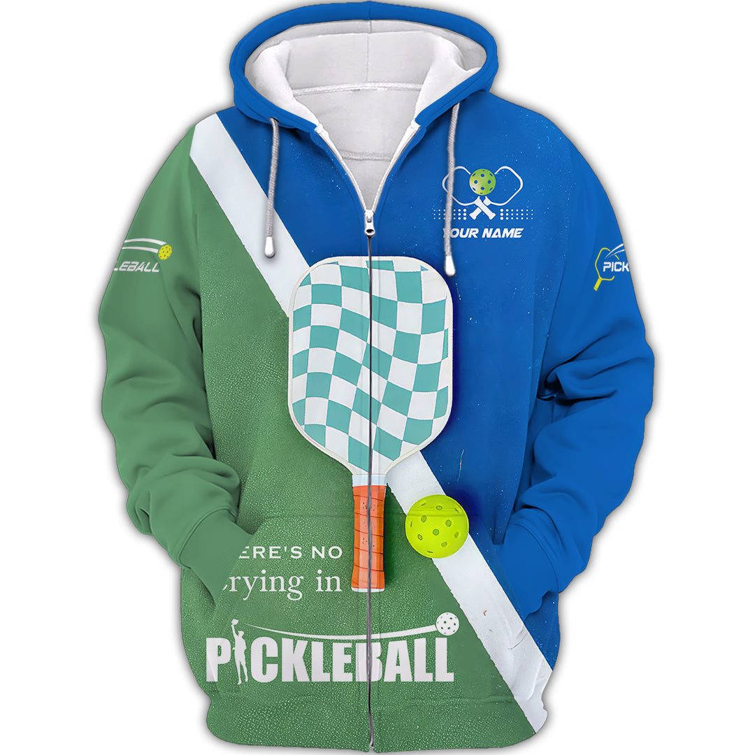 There's No Crying in Pickleball Custom Shirt – 3D Paddle and Court Design Tee