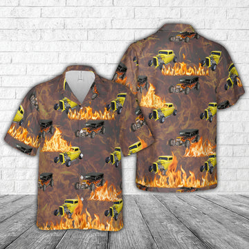 Bluejose Vintage Hot Rod Flames Hawaiian Shirt