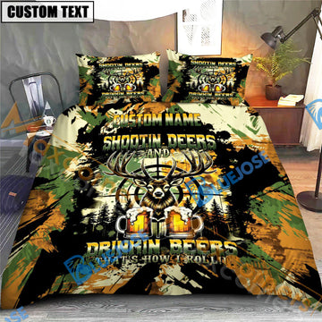 Bluejose Deer Hunting Bedding Set Beer Antlers Camo Style Bedding Set 3D All Over Printed
