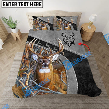 Bluejose Grey Deer Hunting Leather Pattern Bedding Set 3D All Over Printed