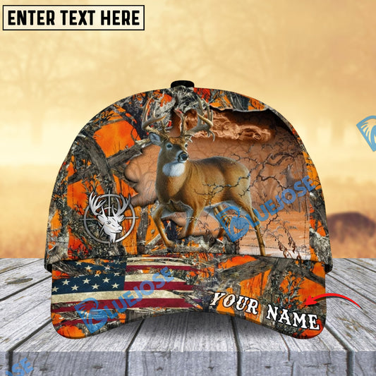 BlueJose Cross America Hunting Deer Crack Camo Pattern Multicolor Personalized 3D Cap