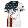 Bluejose Personalized Rainbow Trout Fishing American Flag Long Sleeve Fishing Shirts, Patriotic Fishing Gifts