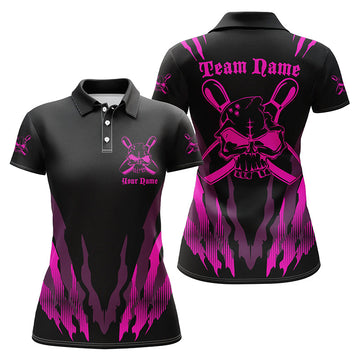 BlueJose Purple Skull Bowling Personalized All Over Printed Shirt For Women