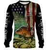 Bluejose Carp Fishing 3D American Flag Patriotic Customize Name Long Sleeve, Tshirt, Hoodie Fishing