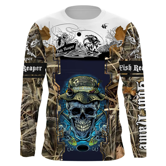 BlueJose Halloween Fish Reaper Fishing Camouflage Custom Name Long Sleeves¬†