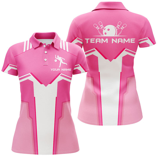 BlueJose Pink Bowling Premium Customized Name 3D Shirt For Women Personalized Shirts For Bowling Players