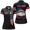 BlueJose Bowling Black American Flag Customized Name All Over Printed Shirt For Women
