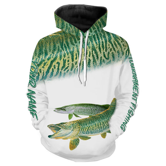 BlueJose Musky Tournament Fishing Customize Name 3D Shirts