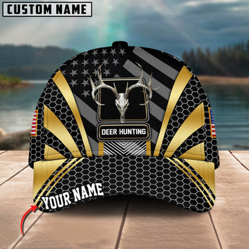 BlueJose Deer Hunting Hexagon Pattern Multicolor Personalized Name 3D Cap (4 Colors)