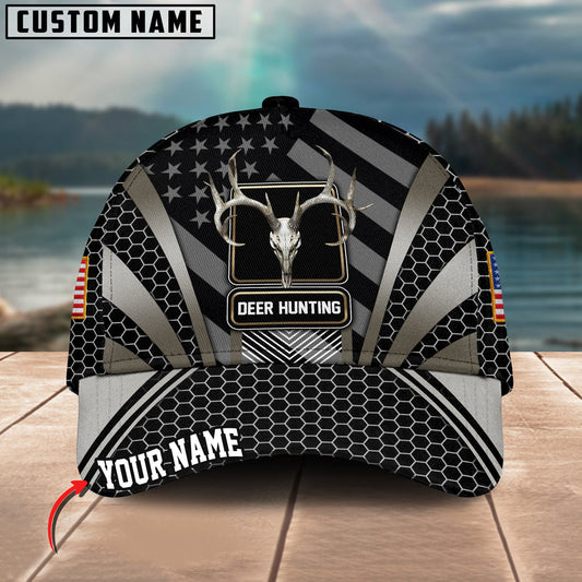 BlueJose Deer Hunting Hexagon Pattern Multicolor Personalized Name 3D Cap (4 Colors)