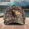 BlueJose Elk Hunting American Flag Camo Crack Personalized Cap (2 Colors)