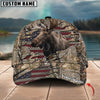 BlueJose Moose Hunting American Flag Camo Crack Personalized Cap (2 Colors)