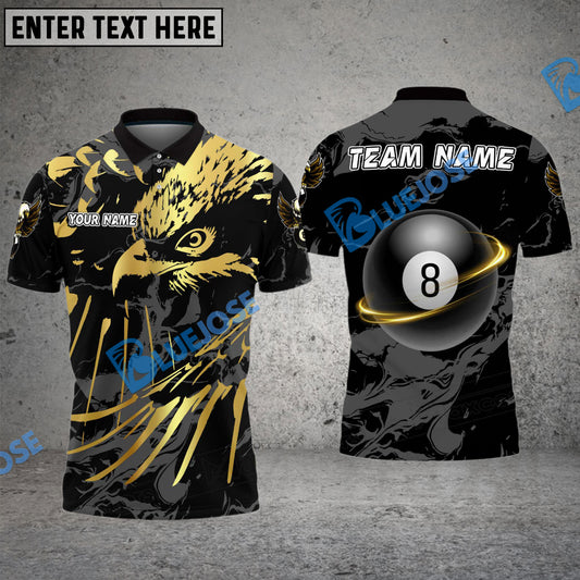 BlueJose Billiards Ball 8 Eagle Paint Art Personalized Name, Team Name Unisex Shirt ( 6 Colors )