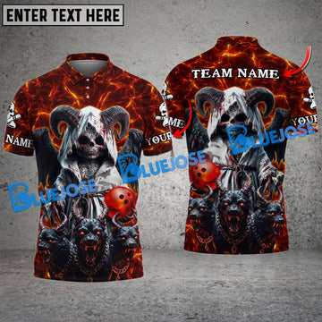 BlueJose Bowling And Pins Demonic Entity  Multicolor Customized Name 3D Shirt ( 4 Colors )