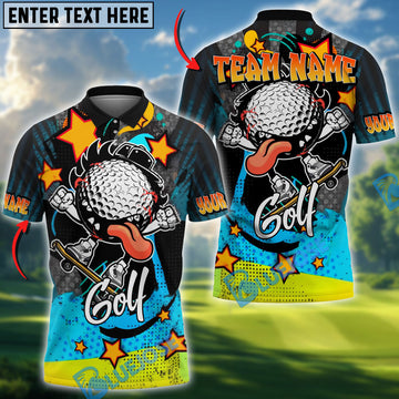 BlueJose Funny Ball Golf Jersey Customized Name, Team Name Shirt