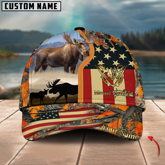 BlueJose Moose Hunting Leather Gray Leather Personalized Cap (2 Colors)