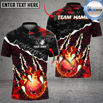 BlueJose Bowling And Pins Monster Hand Customized Name 3D Shirt (4 Colors)