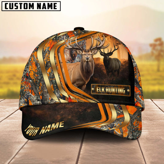 BlueJose Elk Hunting Forest Premium Personalized Cap (2 Colors)