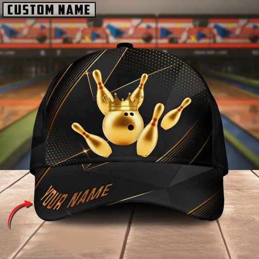 BlueJoses Bowling Ball & Pins Premium Crown Multicolor Personalized Name Cap