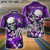 BlueJose Bowling And Pins Skull Lightning Multicolor Customized Name 3D Shirt (4 Colors)
