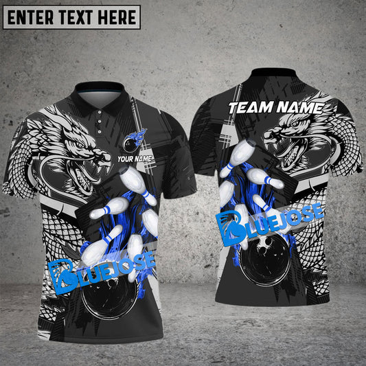 BlueJose Bowling And Pins Dragon Flame Fire Customized Name 3D Shirt (4 Colors)