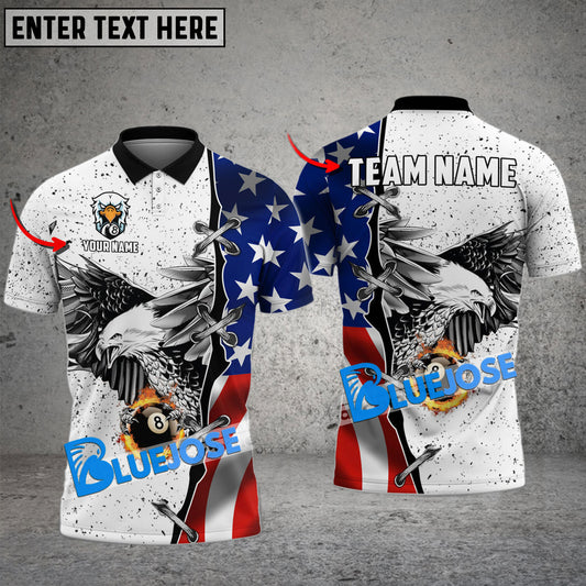 BlueJose Billiards Ball 8 Flame Eagle Personalized Name, Team Name Unisex Shirt ( 4 Colors )