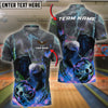 BlueJose Bowling And Pins Thunder Lightning Flame Eagle Customized Name, Team Name 3D Shirt (4 Colors)