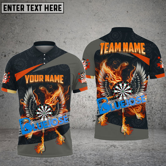 BlueJose Darts Wings Of Flame Personalized Name, Team Name 3D Shirt (4 Colors)